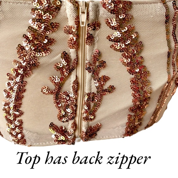 LUST & LUXE ROSE GOLD SEQUIN BROCADE TWO PIECE SET. WOMEN’S SIZE SMALL - Picture 9 of 10